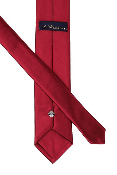 La Pescara Men's Burgundy Handkerchief Plain Satin Tie 1109