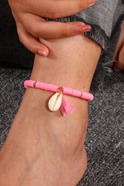 ESUSO Women's Pink Seashell Fimo Anklet