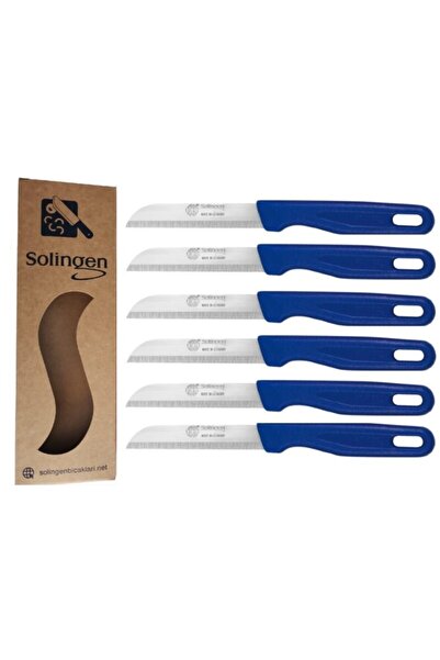 Solingen Tırtıklı Meyve Bıçakları Mat Mavi ( 6 Adet)
