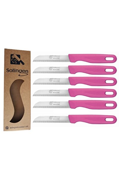 Solingen Tırtıklı Meyve Bıçakları Mat Pembe ( 6 Adet)