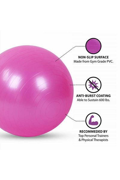 Povit 65 Cm Pink Elite Pilates Ball 25 Cm Reversible Pump Lks104-p