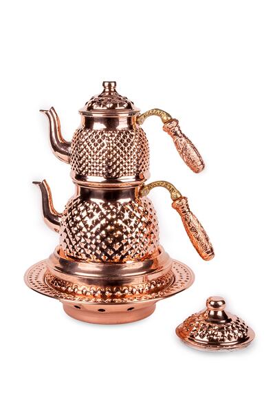 Handygoo Büyük Boy Kırmızı Bakır Çaydanlık Ve Balkon Sefası