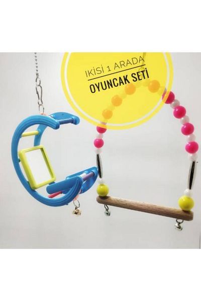 Ozzy Budgie Beaded Swing and Mirror Gondola Swing with Bell
