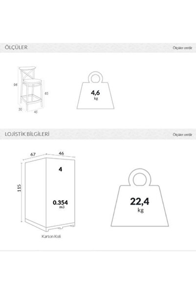 Siesta Cross Bar 65cm Sandalye Beyaz