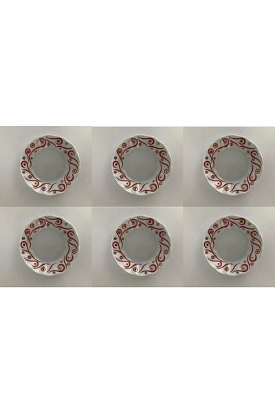 Porland 6-Piece Porcelain Red Yakamoz Tea Plate