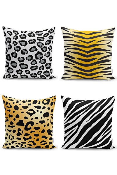 Realhomes Set od 4 dvostrane jastučnice sa zebrastim motivom, modernog dizajn...