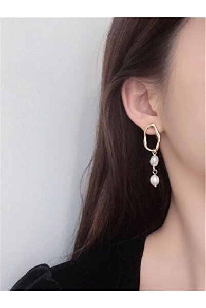 AKCstore Ay Taşı Gold Küpe