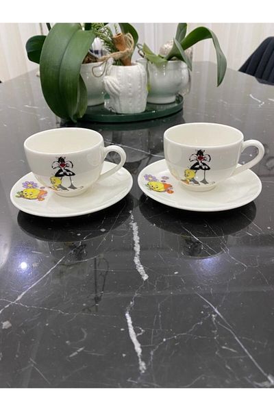 TEBAK COLLECTION 2 Personality Tweety Patterned Porcelain Turkish Coffee Cup