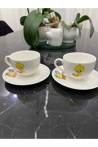 TEBAK COLLECTION 2 Personality Tweety Patterned Porcelain Turkish Coffee Cup