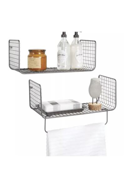 Wess Dizayn Metal Mutfak Banyo Duvar Rafı Havluluk 2 'li Set Wd-103
