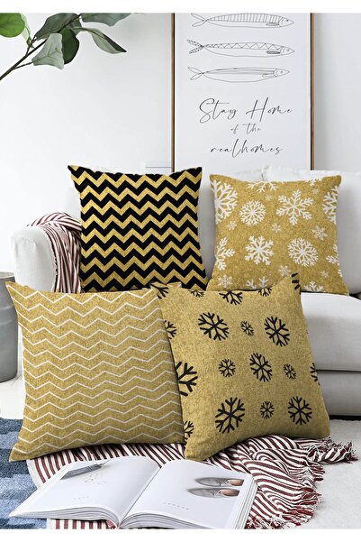 Realhomes Set de huse de pernă tricotată Raschel, 4 bucăți, cu design special...