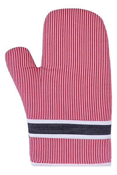 Homaks قفازات المطبخ / الفرن من الدنيم / مخططة باللون الأحمر