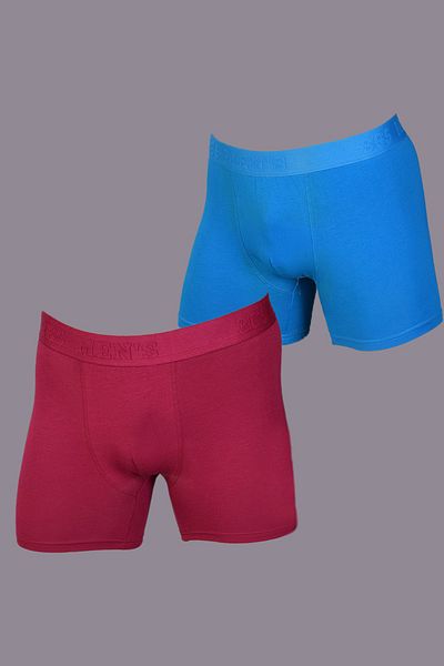 COTBOXER Men's Lycra Boxers - Solfej 2 Pack, Burgundy Turquoise