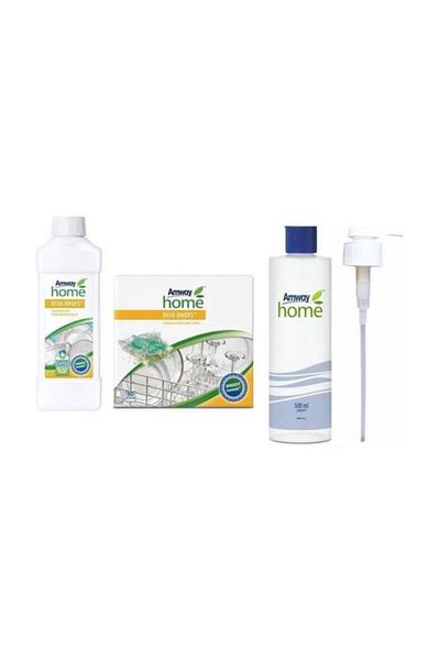Amway Concentrated Liquid Dishwashing Detergent (1Litre) + Tablet for Dishwasher + Bottle and Pump
