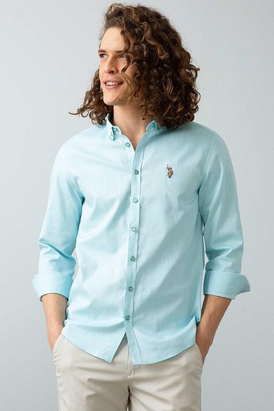 USS POLO ASSN Тюркоазена мъжка риза