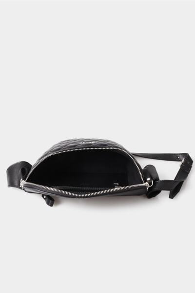 GUARD Unisex Black Capitone Printed Leather Waist Bag