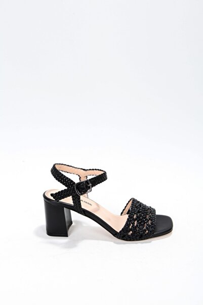 Elisse Shoes Ženska crna pletena Sandale