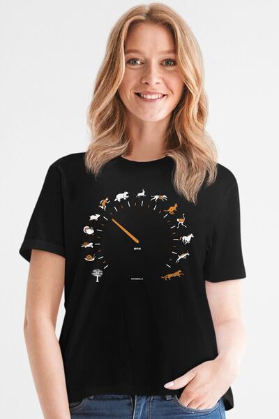 ROCKANDROLL Γυναικείο κοντομάνικο μπλουζάκι μαύρο με ένδειξη ταχύτητας