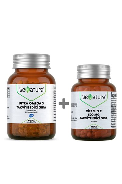 VeNatura Ultra Omega 3-60 Soft Capsule - Vitamin C 500mg 60 Capsules