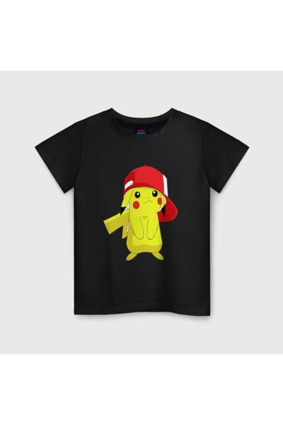 GALASHOP تي شيرت بيكاتشو أسود للأطفال للجنسين 5465