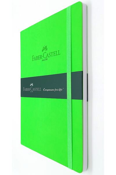 Faber Castell A5 дневник от синтетична кожа, неоново зелен, без дати
