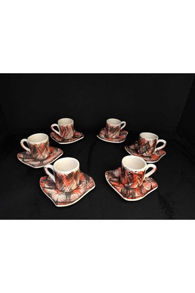 Ege Red Mira Ceramic Coffee Cup Set