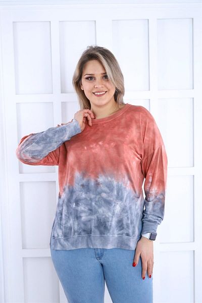Seamoda Pulover albastru cu vopsit cravată cu fante laterale