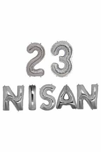 Şeker Adası مجموعة بالونات فويل بأحرف 23 أبريل / فضي