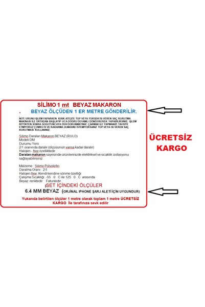başarı ortopedi 1 Metre Beyaz Daralan Makaron 6.4 Mm Kablo Yalıtım Isıyla Daralan Makaron Iphone Şarj Aleti Tamir