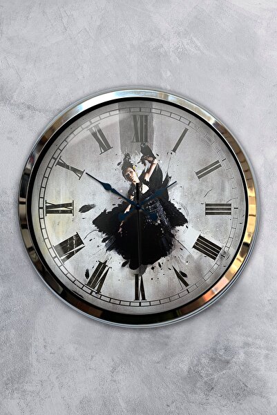 Kasva Concept هدية ساعة حائط راقصة معدنية من الكروم مقاس 40 سم