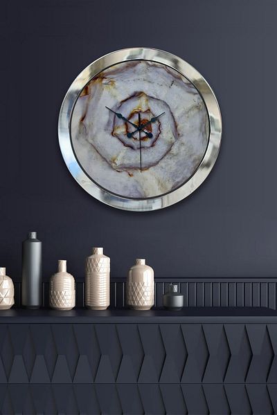 Kasva Concept Gift 36 Cm Chrome Metal Swirl Wall Clock
