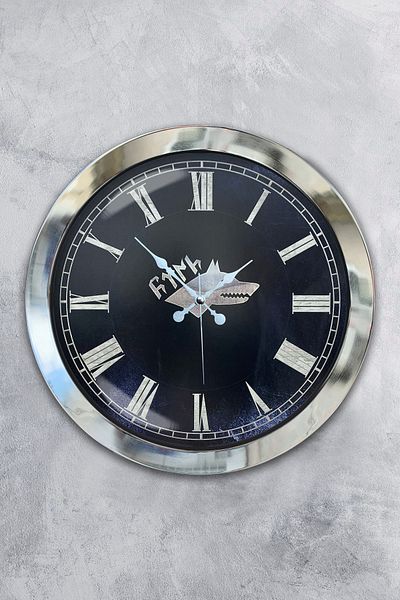 Kasva Concept 36 cm Chrome Metal Bozkurt Turkish Wall Clock