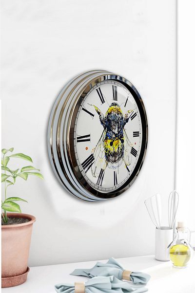 Kasva Concept Gift 40 cm Chrome Metal Artistic Wall Clock