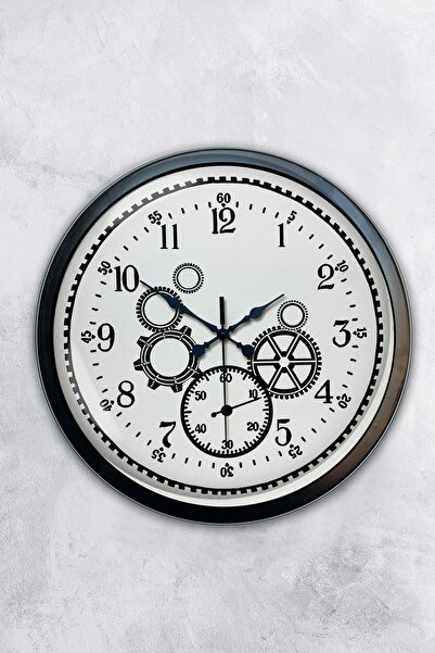 AİB STORE Δώρο 40 εκ. Μαύρο Μεταλλικό Μηχανικό Ρολόι Τοίχου