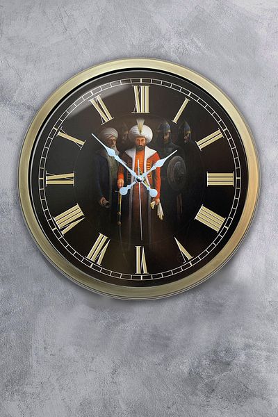 Kasva Concept Cadou 40 Cm Ceas de Perete Metal Antic Fatih Sultah Mehmet