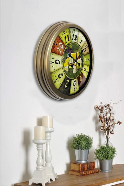 Kasva Concept 40 cm Antique Metal Breakfast Gift Wall Clock