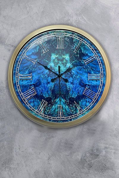 Kasva Concept Ceas de perete cadou albastru din metal antic de 40 cm