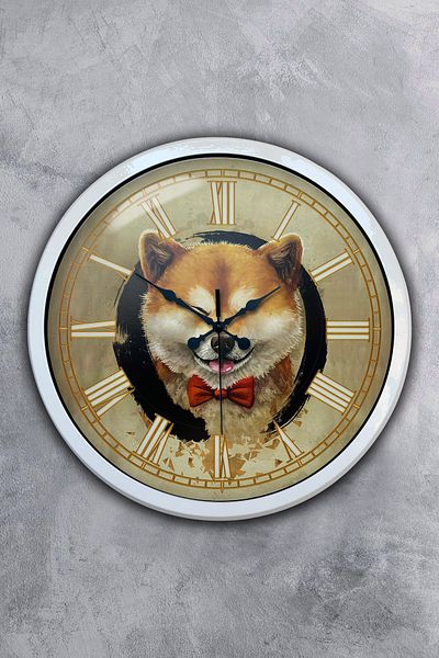 Kasva Concept Δώρο 40 εκ. Λευκό Μεταλλικό Ρολόι Τοίχου Wolf