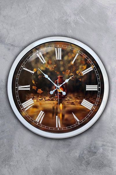 Kasva Concept Cadou 40 Cm Ceas de Perete Lanternă Metal Alb