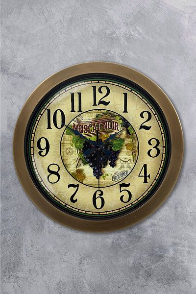 Kasva Concept Gift 36 cm Antique Metal Muscat Noir Wall Clock