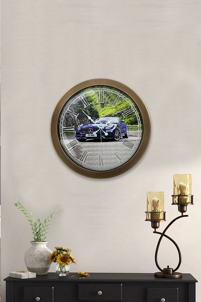 Kasva Concept Gift 36 cm Antique Metal Mercedes Wall Clock