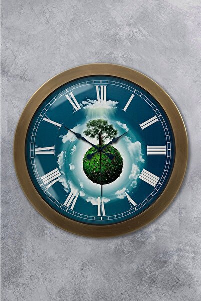 Platin Saat هدية ساعة حائط معدنية عتيقة مقاس 36 سم تحت عنوان المناخ