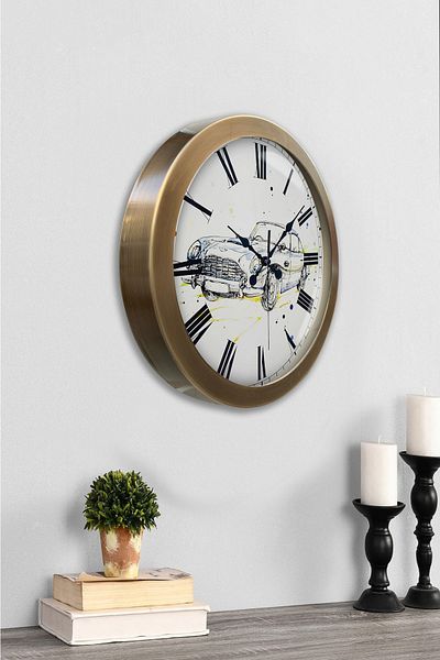 Kasva Concept 36 cm Tumbled Metal Car Wall Clock