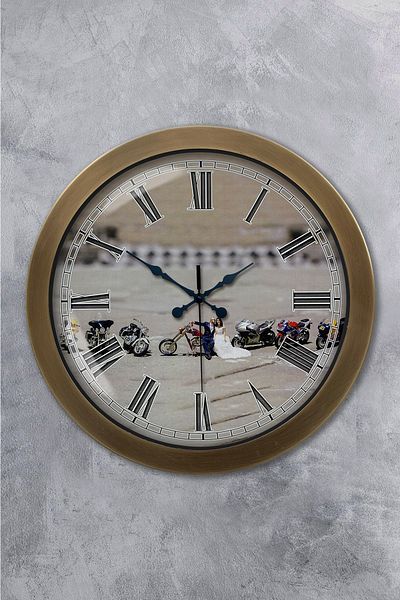 Kasva Concept Gift 36 cm Antique Metal Bride Groom Wall Clock