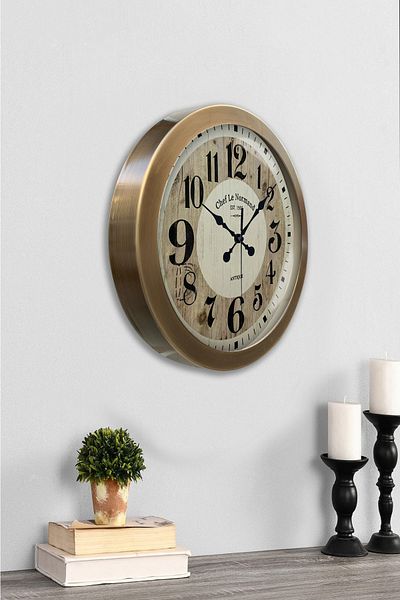Kasva Concept Gift 36 cm Antique Metal Large Number Wall Clock