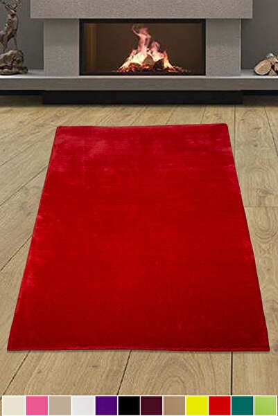 Bonny Home Elite Kırmızı Peluş Halı Kaymaz Taban Kesme Pufidik Yolluk Yumuşak...