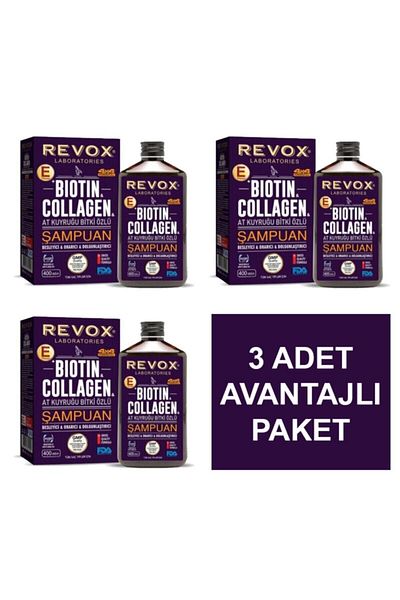 Revox 400 ml 3 Pieces Hair Care Shampoo - Biotin and Collagen Horse Tail Plant Extract