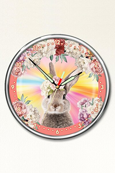 Dekor Loft ساعة حائط لغرفة الأطفال على شكل أرنب زهري متوهج ليلاً