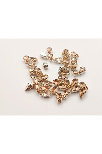 yiğit aksesuar 6x10 (1 εκ.) Θήκη Strut Drop Glass Stone Light Peach 20 τεμάχια