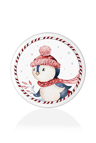 The Mia Yılbaşı Penguen Stoneware Yuvarlak Servis Tabağı 30cm New014
